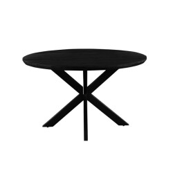 Livingfurn eetkamertafel jesper round black 130x130x76 cm mangohout