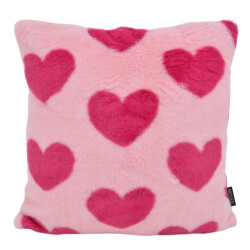 NOVÉE Sierkussen furry hart roze | 45 x 45 cm | polyester