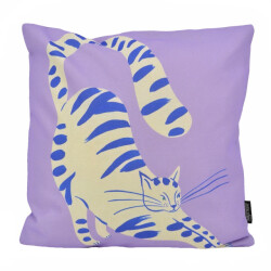 Gek op kussens! Purple cat | 45 x 45 cm | kussenhoes | katoen/linnen