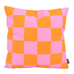 Gek op kussens! Checker oranje/roze | 45 x 45 cm | kussenhoes | katoen/polyester