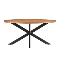 Livingfurn eetkamertafel rocky oval 180 cm mangohout / gecoat staal