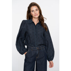 Geisha Blouse with lace details navy