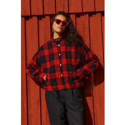 By-Bar Amsterdam 25519005 mave red check sleeveless jacket