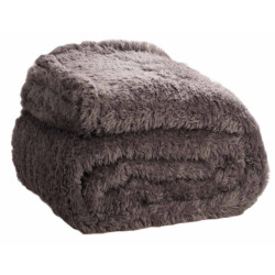 DoubleDry Teddy fleece deken ultrazacht 130x170 antraciet