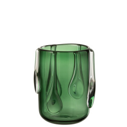 J-Line Vase drippy glass green small