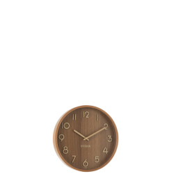 J-Line Wall clock plywood/mdf dark natural small