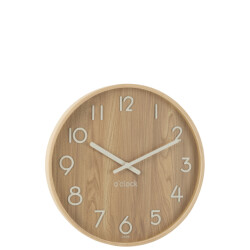 J-Line Wall clock plywood/mdf natural large