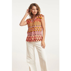 Smashed Lemon 24154 zomer top met retro grafische print |