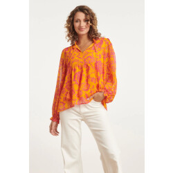 Smashed Lemon 24025 v-hals chiffon top met ballonmouwen |
