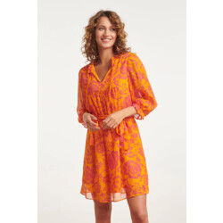 Smashed Lemon 24024 v-hals chiffon jurk met ballonmouwen |