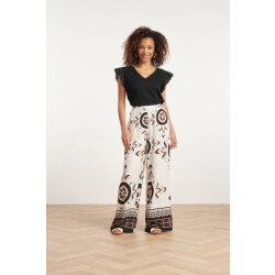 Smashed Lemon 24056 lang flowy broek met ornamentprint |