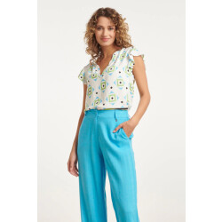 Smashed Lemon 24071 zomerse top met v-halsspeelse frill mouwen |