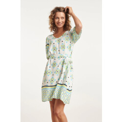 Smashed Lemon 24072 zomerjurk met korte pofmouwenv-hals |