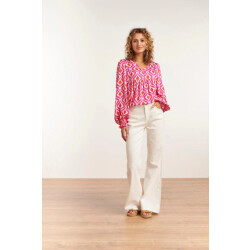 Smashed Lemon Modieuze top met v-halslijn in retroprint