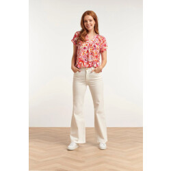 Smashed Lemon 23211 short sleeve print white- women's tops |