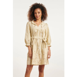 Smashed Lemon 24079 geborduurde jurk met neutrale bloemendesign print |