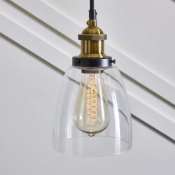 Signature Plafondlamp met glazen kap en fitting in gouden messing afwerking