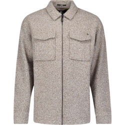 No Excess Overshirt zipper wool look grey melange