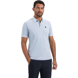 No Excess Polo pique garment dyed dusty blue