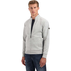 No Excess Sweater full zip stand up-collar re grey melange