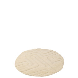 J-Line Rug abstract lines round wool ecru