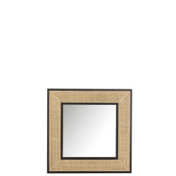 J-Line Mirror molly exotic wood / black rattan small