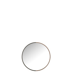 J-Line Mirror round metal/wood black small