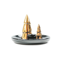 House Vitamin Candle holder xmas tree ceramic black/gold -15x15x11cm