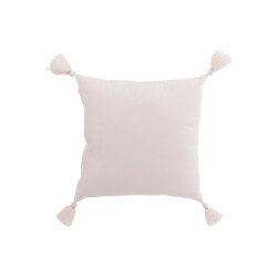 J-Line Cushion snowflake+tassels cotton white/beige