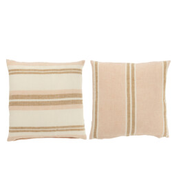 J-Line Cushion stripes linen light pink/white/beige assortment of 2