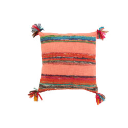 J-Line Cushion chindi tassels cotton/polyester pink