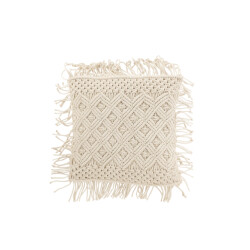J-Line Cushion cosy diamond cotton off white