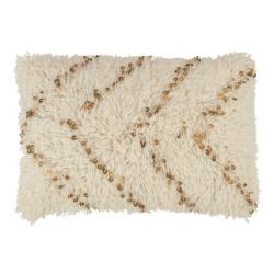 J-Line Cushion rectangle pearl cotton white/gold