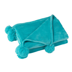 J-Line Plaid pompom polyester azure