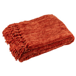 J-Line Blanket chenille polyester rust brown
