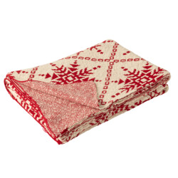 J-Line Blanket snowflakes cotton white/white