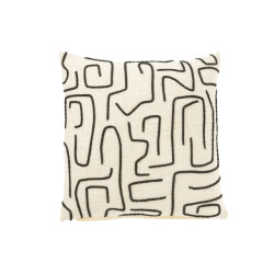 J-Line Cushion square lines/curves cotton white/black