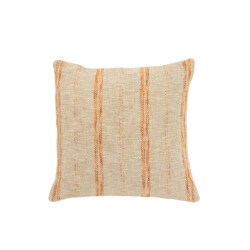 J-Line Cushion square stripes linen/cotton beige/rust