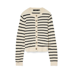 Vero Moda vmsaba plain ls o-neck cardigan noo 10331771 birch stripes