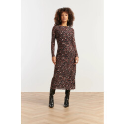 Smashed Lemon Mesh midi jurk met cheetahprint in bruin en zwart |