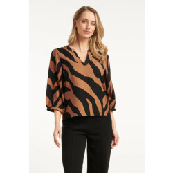 Smashed Lemon Bruin en zwart dierenprint top met v-hals |