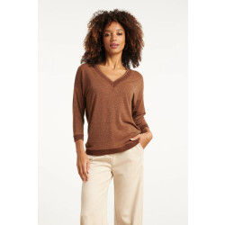 Smashed Lemon Damesmet lurex losvallende top |