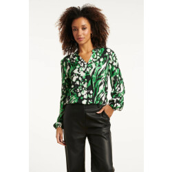 Smashed Lemon Groen en zwart dierenprint top met v-hals |