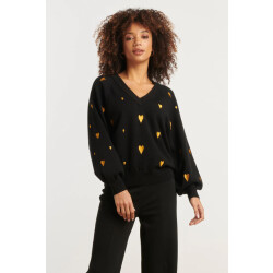 Smashed Lemon Haartjes knit top zwart met goud |
