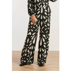 Smashed Lemon Ornament geprint broek in zwart off white en groen details |