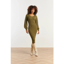 Smashed Lemon Dameslurex gebreide midi jurk |