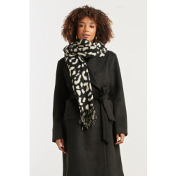 Smashed Lemon Dierenprint sjaal in offwhite en zwart |