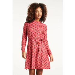 Smashed Lemon Stretchstof lippenprint jurk in rood en roze |
