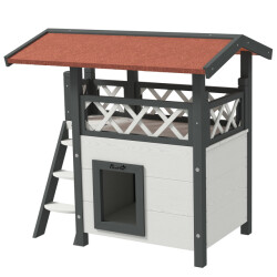 4goodz Kattenhuis 2 laags 77x50x73cm wit/rood