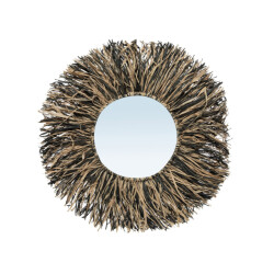 Bazar Bizar De raffia fringe spiegel naturel zwart s